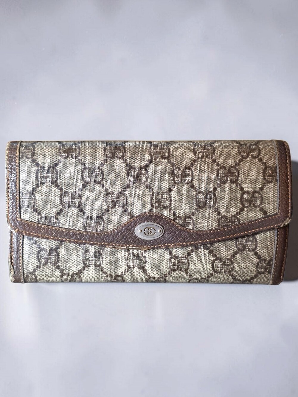 Gucci Beige and Brown GG Canvas Continental Wallet